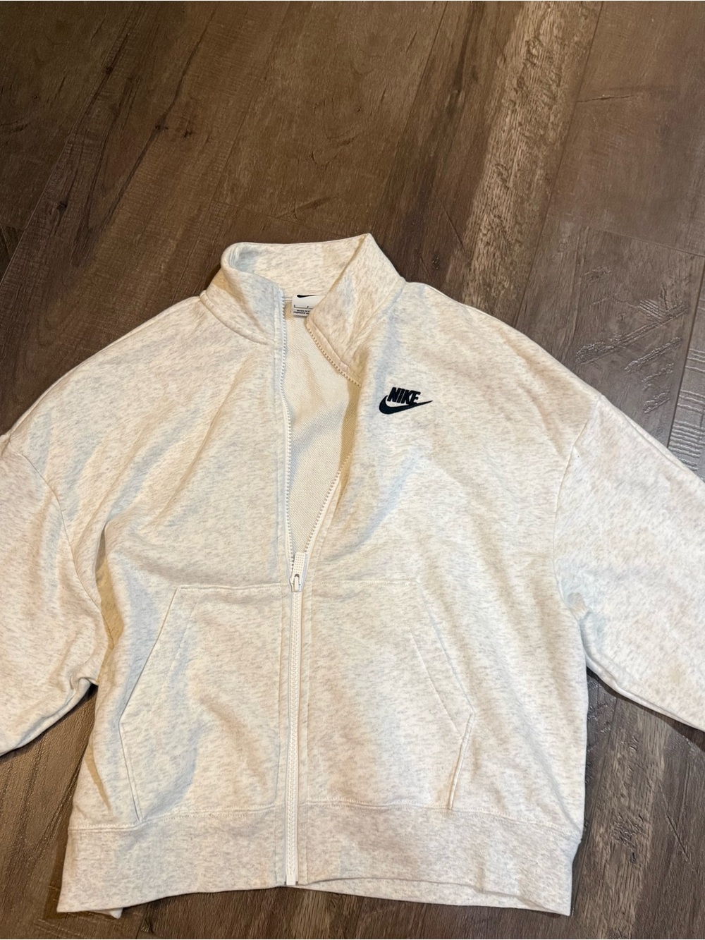 Nike Women's Heather Light Gray Full-Zip Bomber Jacket